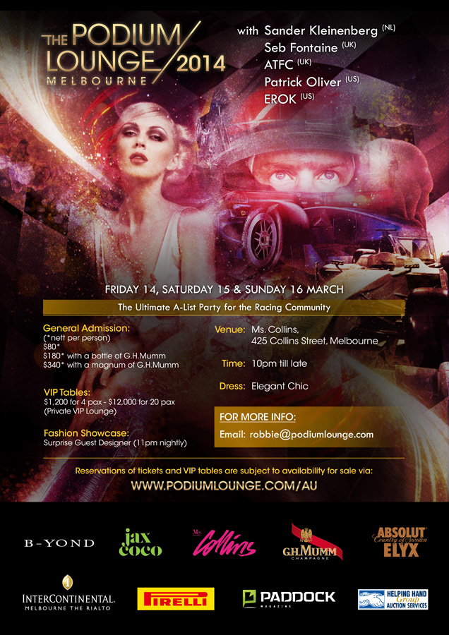 The Podium Lounge Melbourne 2014 Flyer